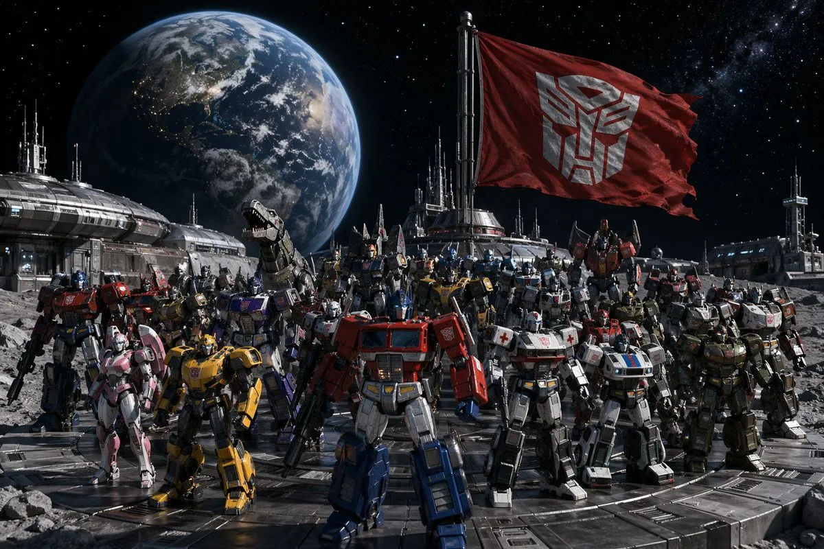 Autobots Assembled at Lunar - Creative Style - Creative Composite, AI Generated - AI Generated Image