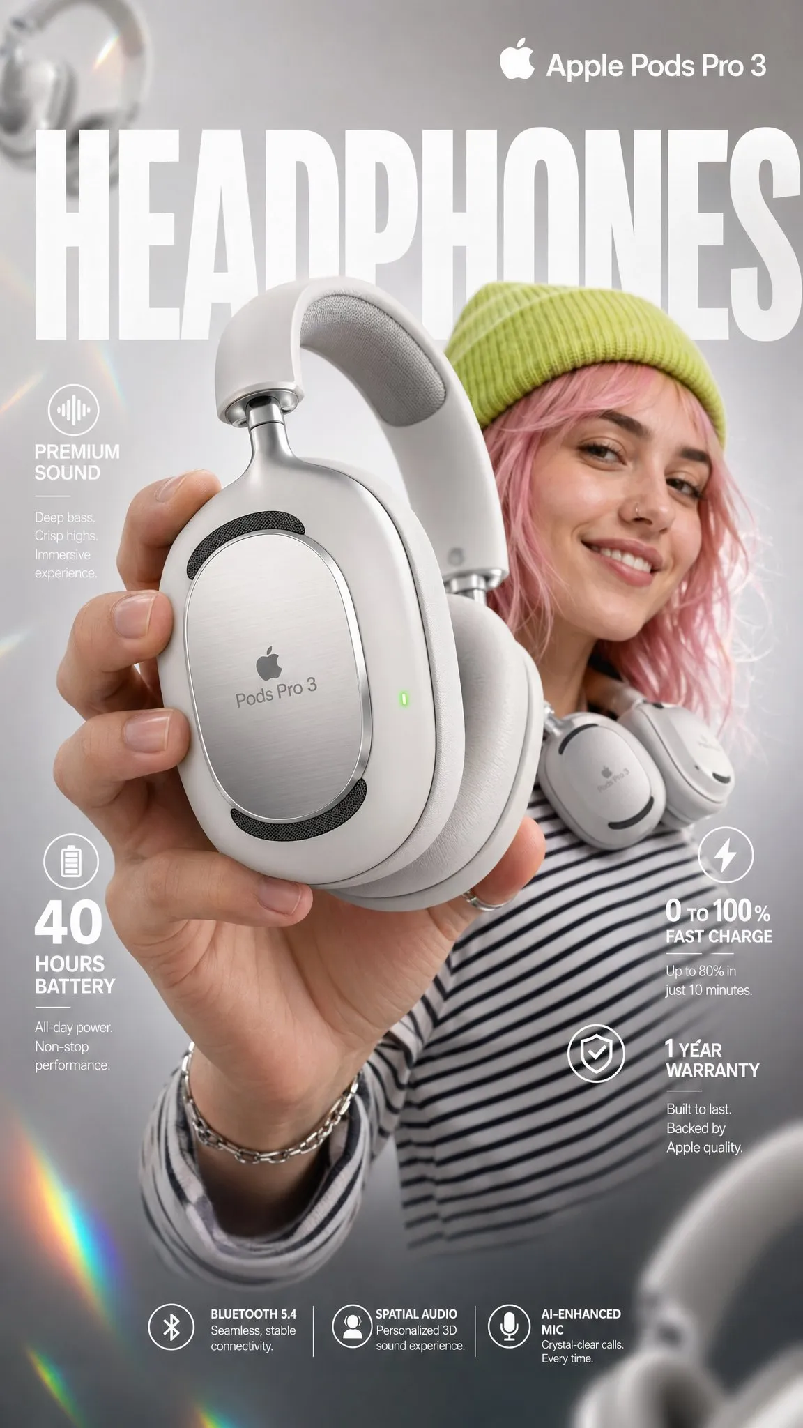 Cinematic and Pastel Headwear in Studio Setting - Product Photography, Portrait Photography, Cinematic - AI Generated Image