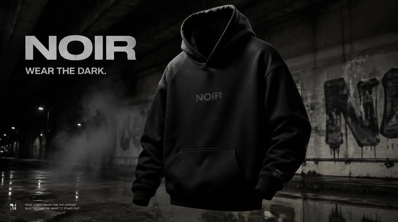 Edgy NOIR Streetwear Campaign Poster - Typography, City, Photography - AI Generated Image
