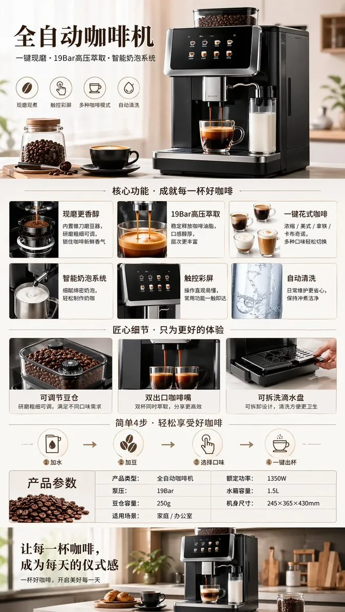 Premium Coffee Machine Product Display - Food, Product - AI Generated Image
