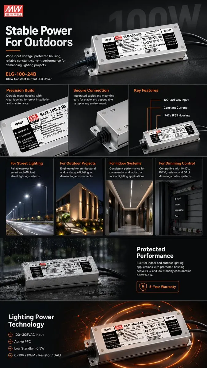 Industrial LED Driver Product Infographic - Product, Typography, Landscape - AI Generated Image