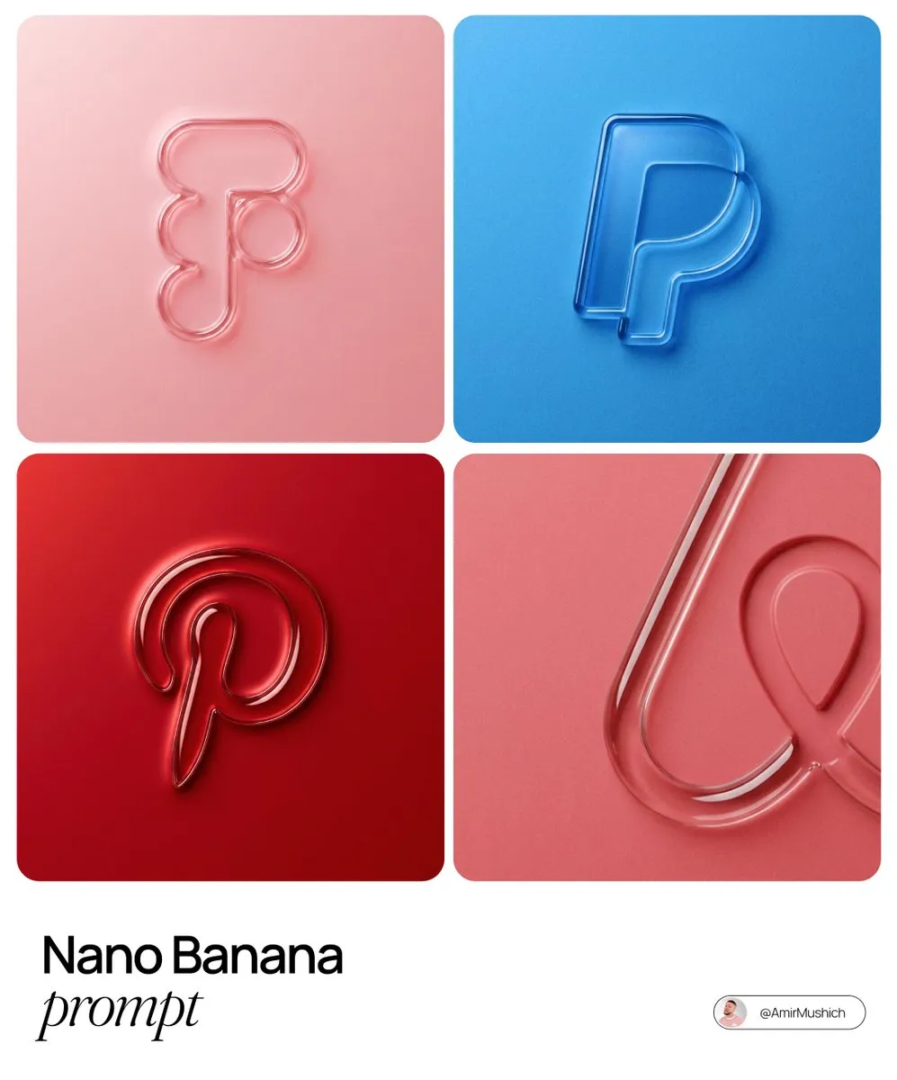 3D Glass Logos: Modern Brand Icon Design & Rendering - Logo, Branding - AI Generated Image