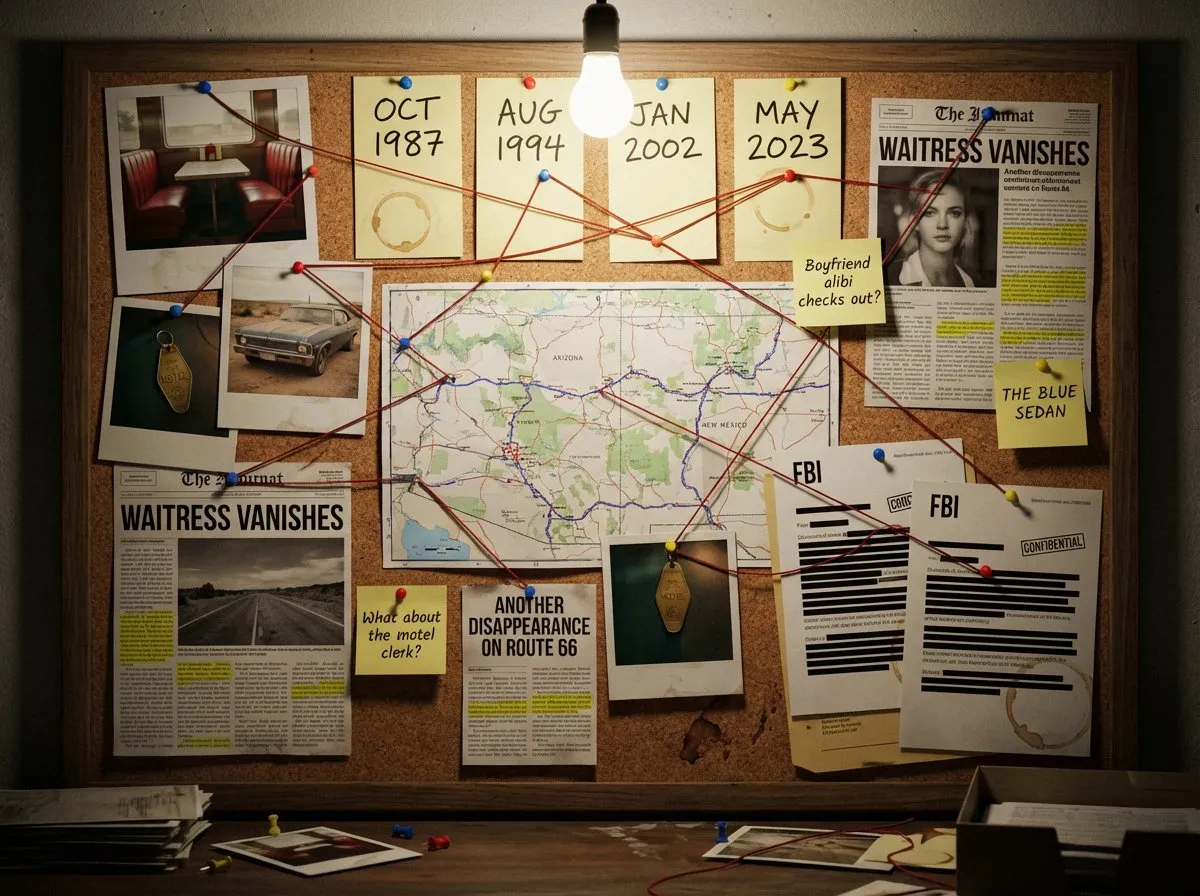 Photorealistic Detective Board - Vintage Cold Case Mystery - Vintage, Retro - AI Generated Image