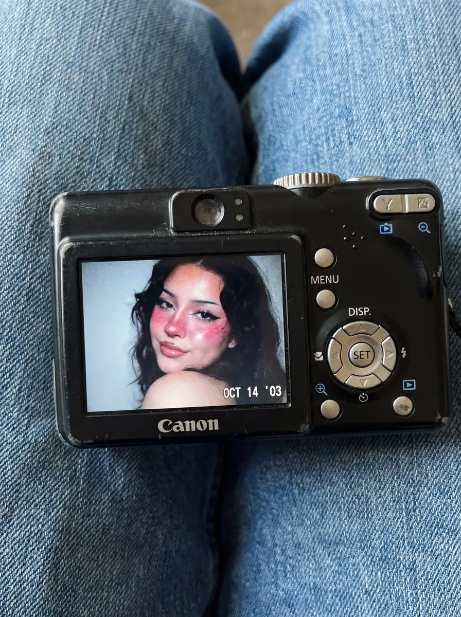 Vintage Digital Camera Portrait | Y2K Aesthetic & Nostalgia - Vintage, Retro - AI Generated Image