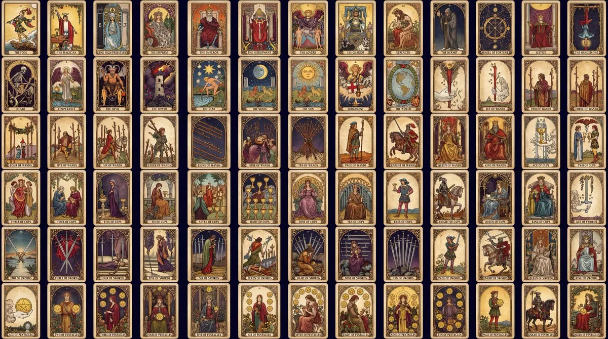 Vintage Tarot Card Deck Collection - Full Set Illustration - Vintage, Retro - AI Generated Image