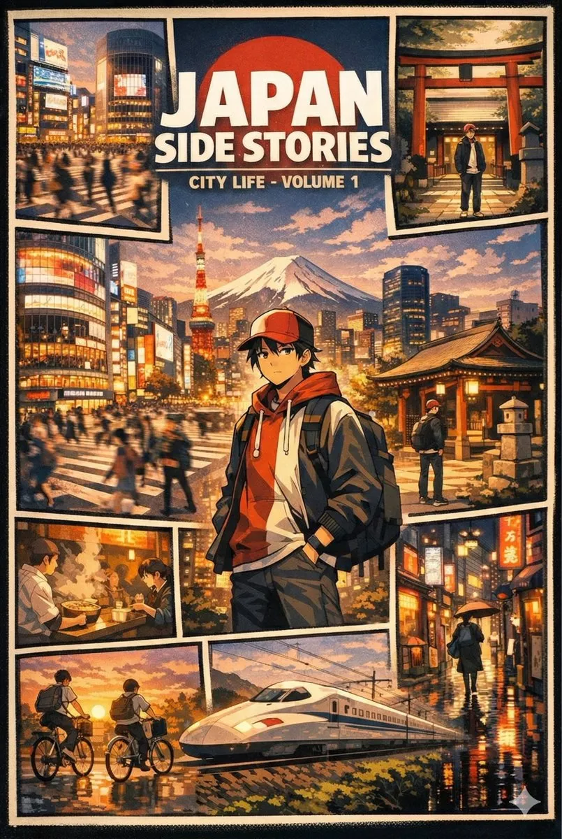 Japan City Life Anime Art: Urban Exploration & Travel - Anime, Manga - AI Generated Image