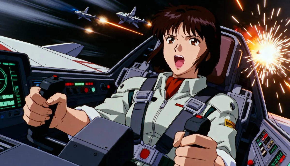 Anime Sci-Fi Pilot in Spaceship Combat - Intense Action - Anime, Manga - AI Generated Image