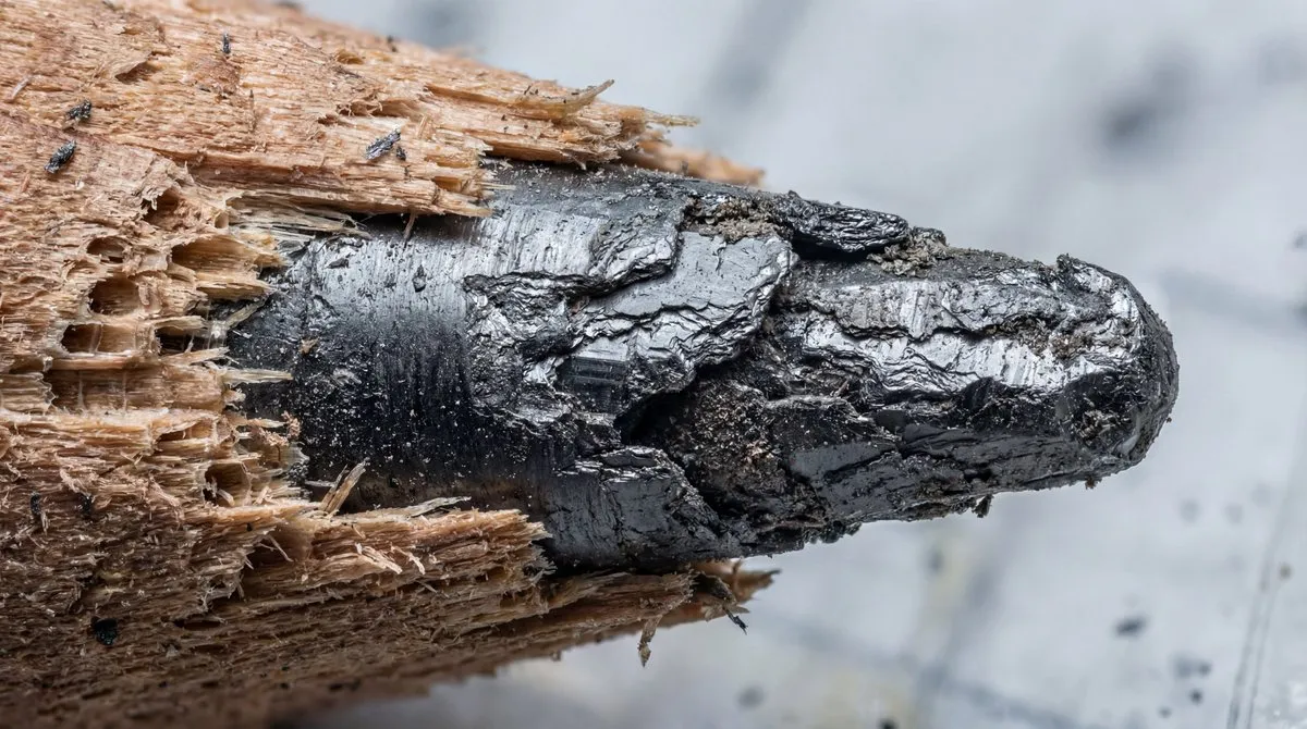 Extreme Close-up: Broken Pencil, Graphite & Wood Texture - Minimalist, Icon - AI Generated Image