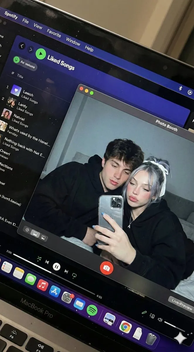 Young Couple Selfie on Laptop Screen | Candid Photobooth Image - Portrait, Photography - AI Generated Image