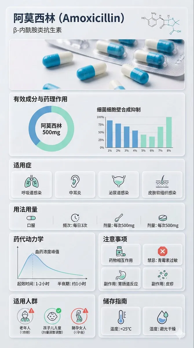 Amoxicillin Infographic: Dosage, Uses, Side Effects - Product, Photography - AI Generated Image