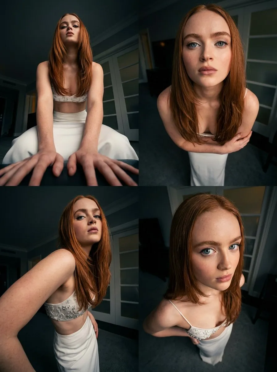 Sadie Sink Fashion Portrait - Artistic Wide-Angle Photoshoot - Portrait, Photography - AI Generated Image