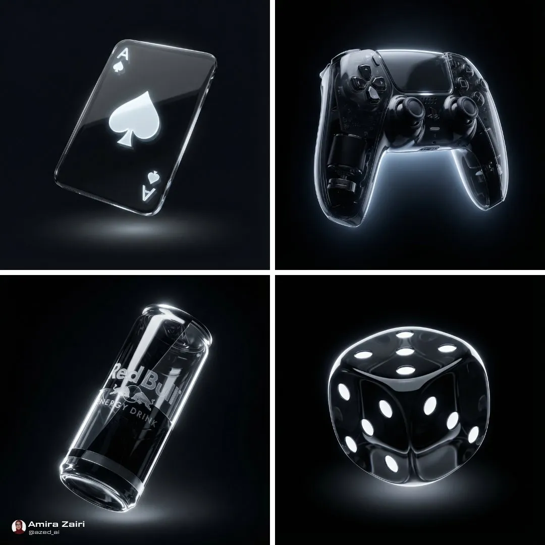 Glowing Transparent 3D Render Gaming & Lifestyle Products - Product, Photography - AI Generated Image