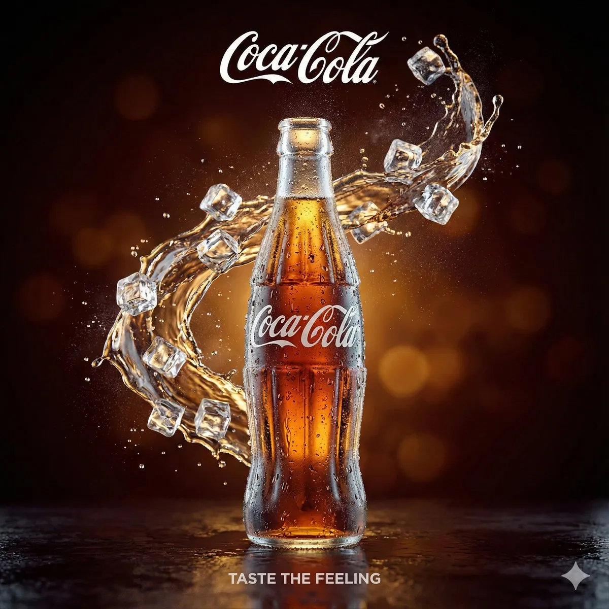 Coca-Cola Bottle Product Photography with Ice Splash - Product, Photography - AI Generated Image