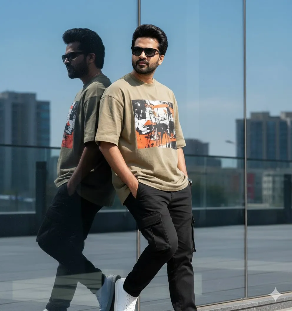 Man in Street Fashion: Urban Style, Cargo Pants & Graphic Tee - Fashion, Photography - AI Generated Image