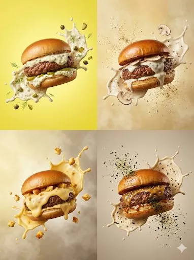 Gourmet Burger Food Photography | Appetizing Menu Design - Food, Culinary - AI Generated Image