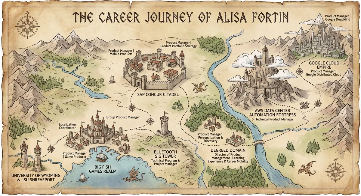 Alisa Fortin Career Journey Fantasy Map - Professional - Fantasy, Sci-Fi - AI Generated Image