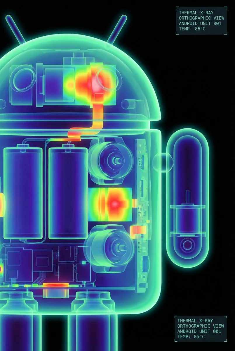 Bugdroid Internal Scan | Sci-Fi Thermal X-Ray Robot Art - Fantasy, Sci-Fi - AI Generated Image