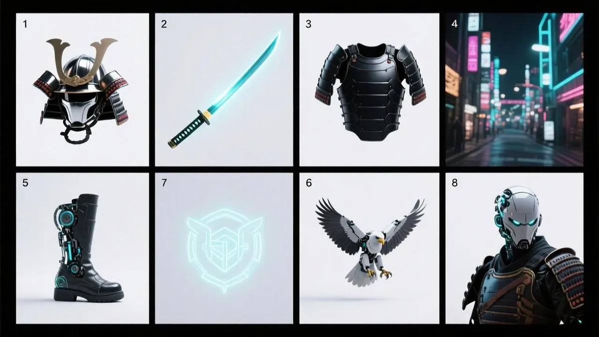 Cybernetic Samurai Gear, Robots & Sci-Fi City Scenes - Fantasy, Sci-Fi - AI Generated Image
