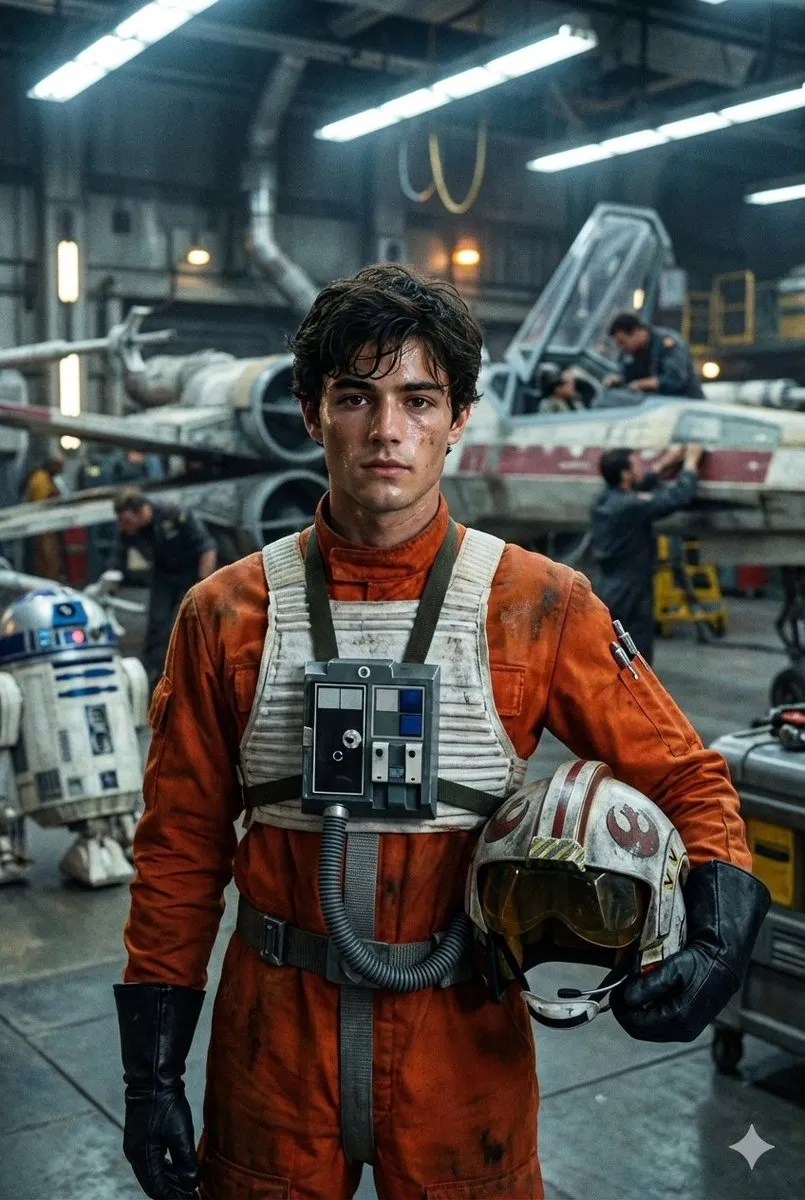 Sci-fi Pilot Portrait | X-wing Hangar | Star Wars Aesthetic - Fantasy, Sci-Fi - AI Generated Image