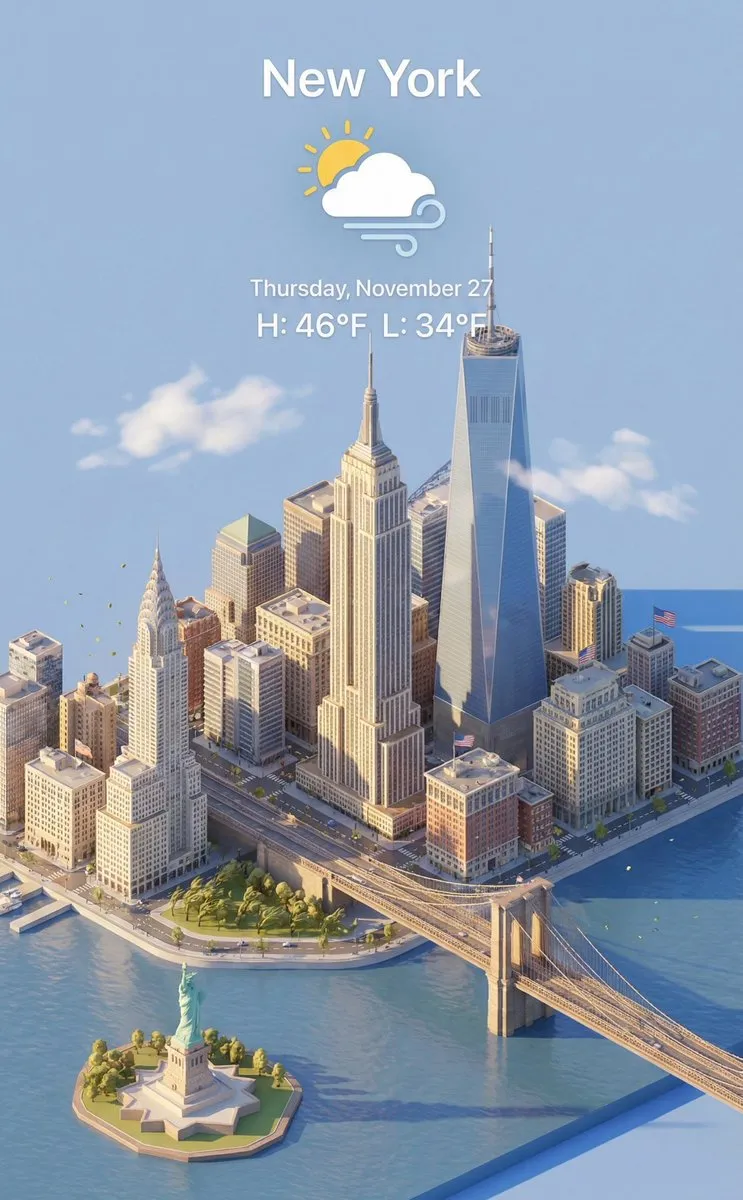 New York City 3D Render | Isometric NYC Skyline & Weather - Urban, Cityscape - AI Generated Image