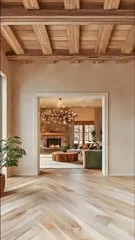 Luxury Home Interior Design with Wood & Herringbone Floor - Architecture, Interior - AI Generated Image