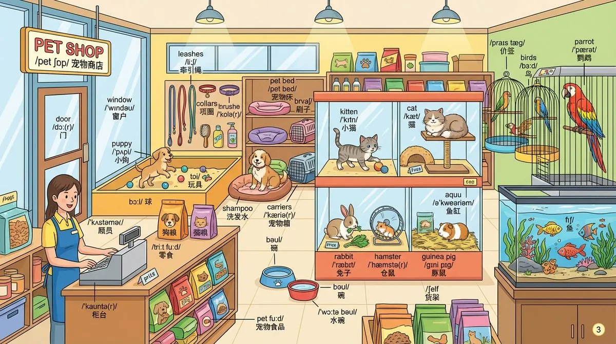 Pet Shop Illustration | Educational Animal Supplies - Nature, Landscape - AI Generated Image