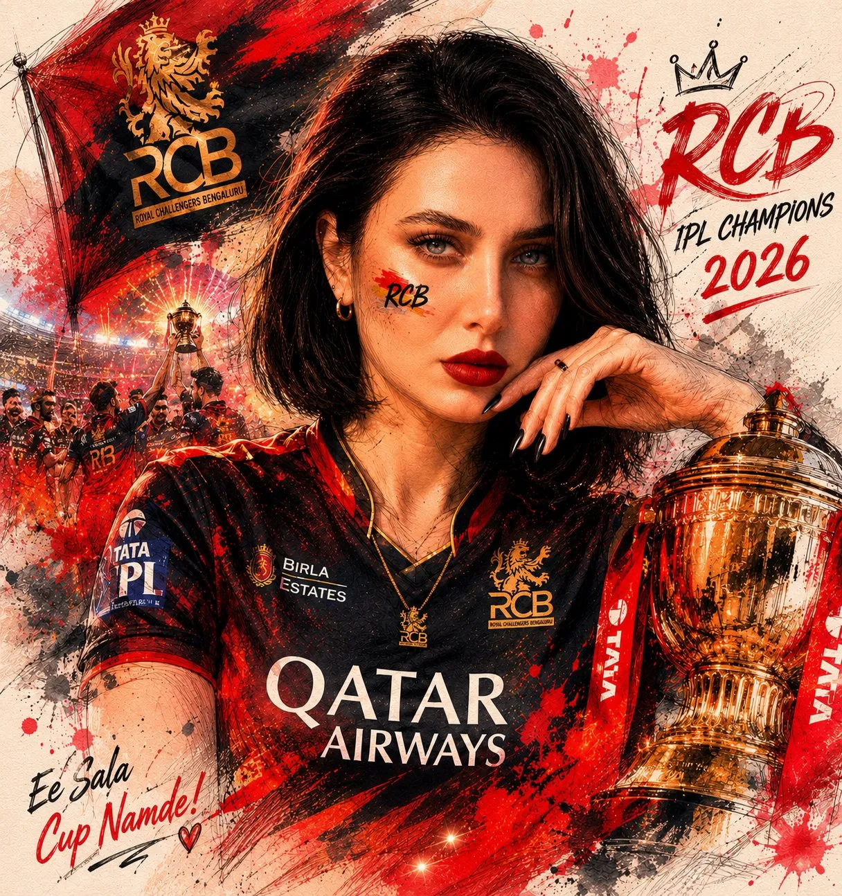Epic IPL Championship Mixed-Media Poster - Art, Photography, Typography - AI Generated Image