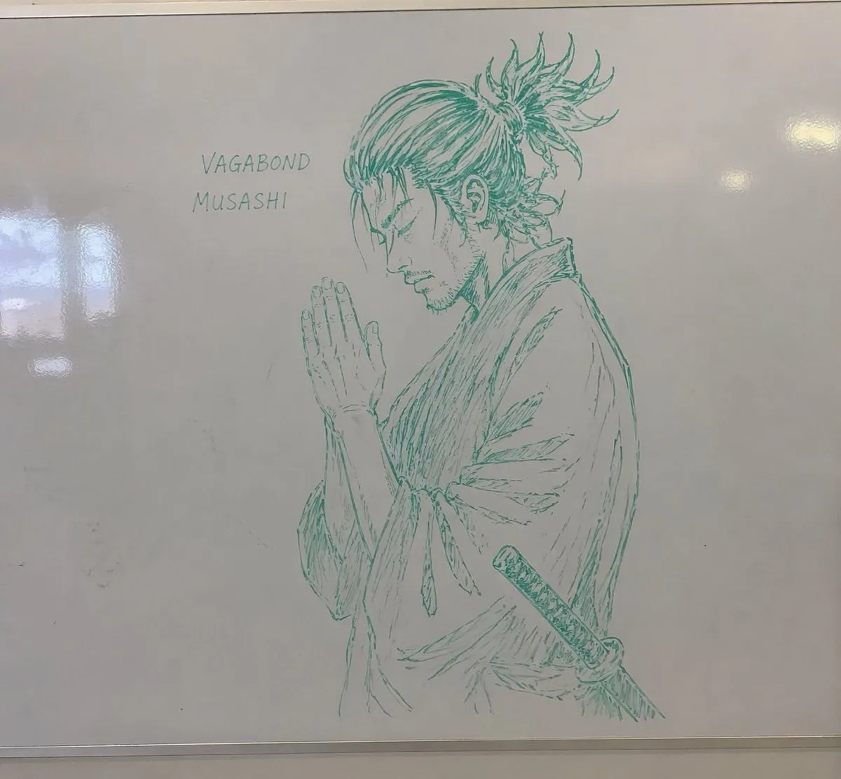 Realistic Whiteboard Marker Samurai Sketch - Art, Typography, Portrait - AI Generated Image