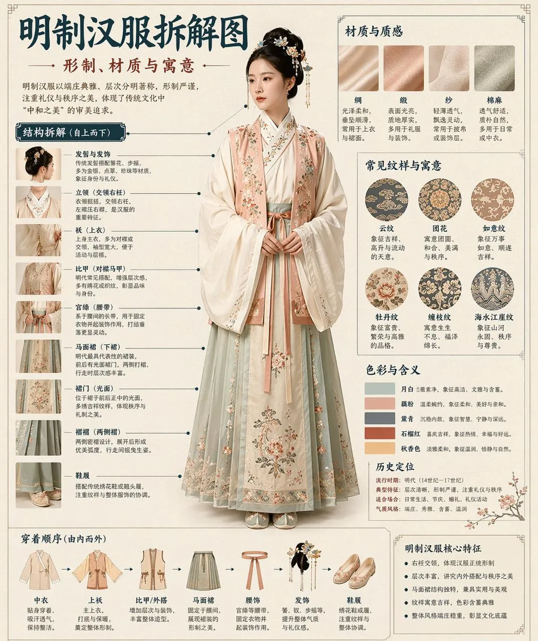 UI Museum-Style Hanfu Breakdown Infographic - UI Design, AI Generated - AI Generated Image