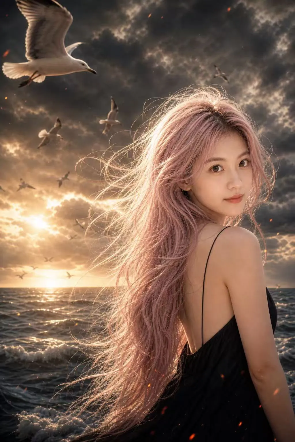Cinematic and Flat Design Dress Against Sky - Portrait Photography, Landscape, Fashion - AI Generated Image