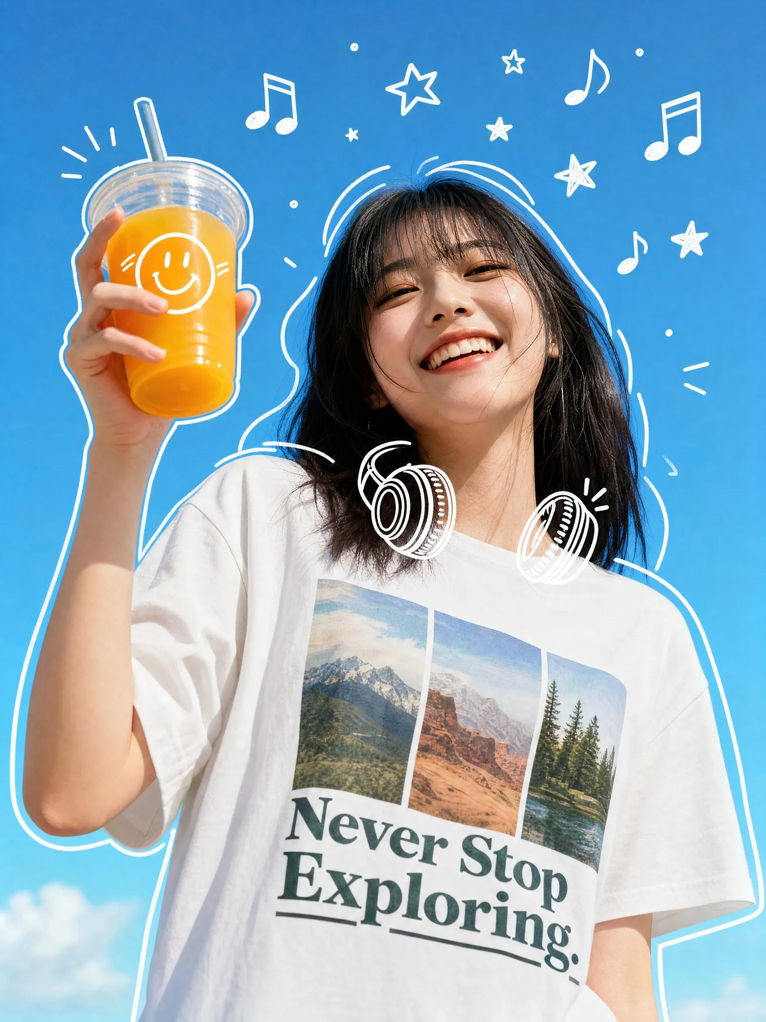 AI-Generated Dark Themed Beverage Against Sky - Portrait Photography, Illustration, Landscape - AI Generated Image