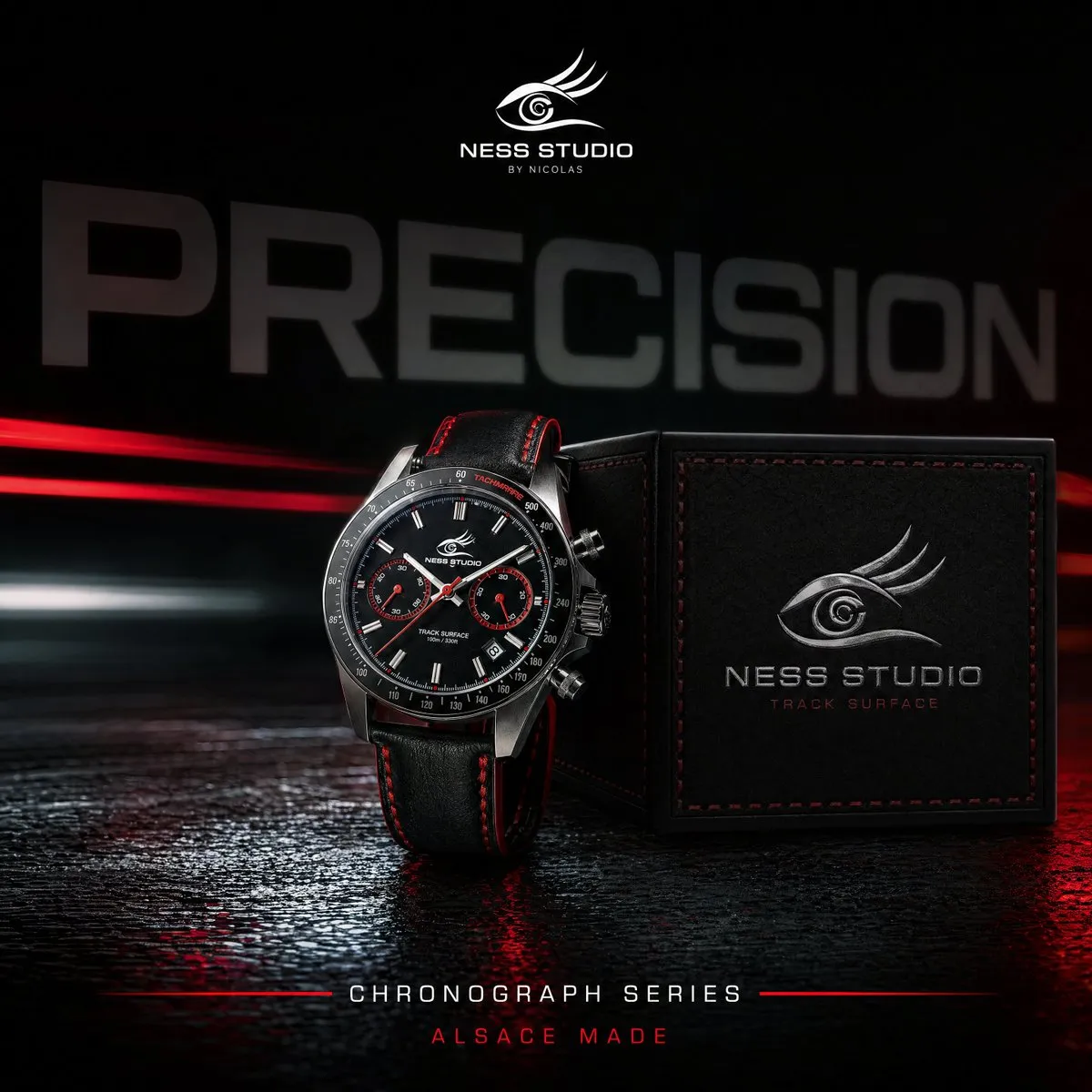 Cinematic and Dark Themed Timepiece on Black Background - Luxury, Dark Mood, Product Photography - AI Generated Image
