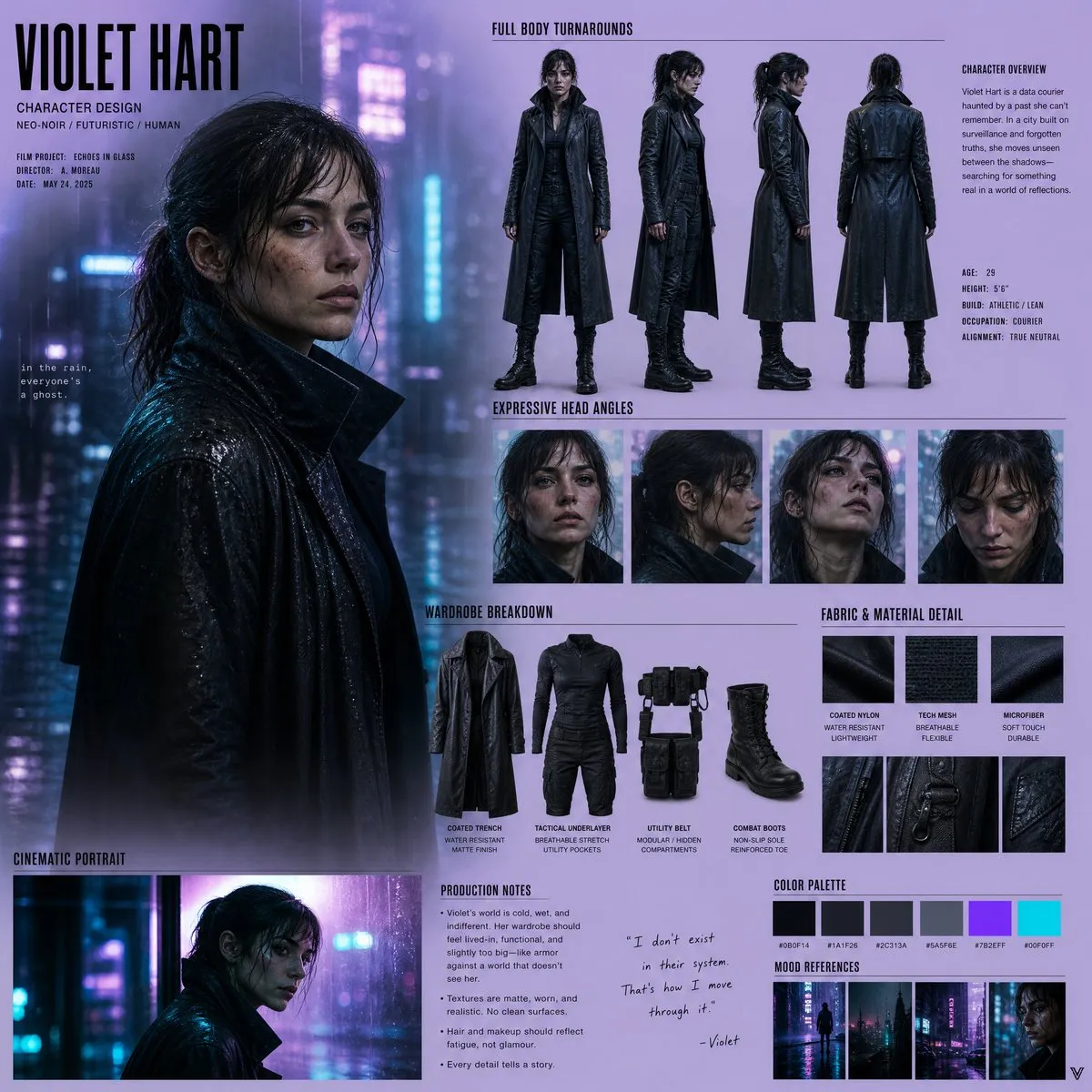 Cinematic and Neon-Lit Character in Urban Setting - Cinematic, Neon Glow, Dark Mood - AI Generated Image