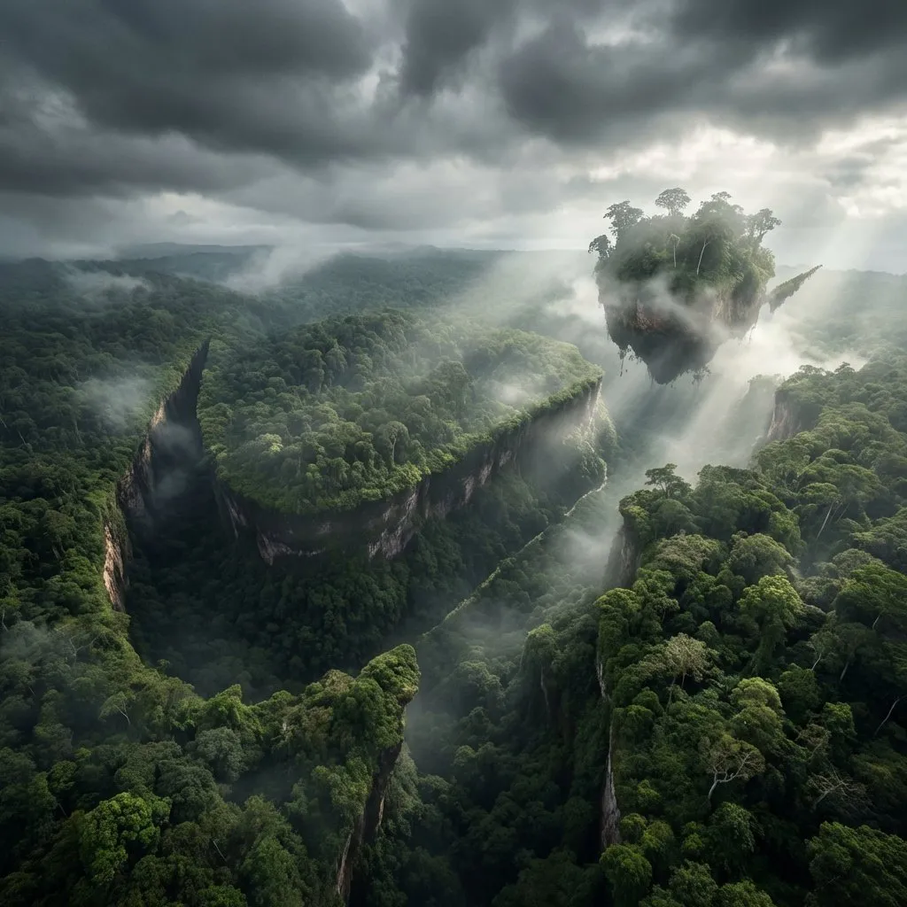 Cinematic and Photorealistic Headwear in Natural - Landscape, Dark Mood, Scene Composite - AI Generated Image