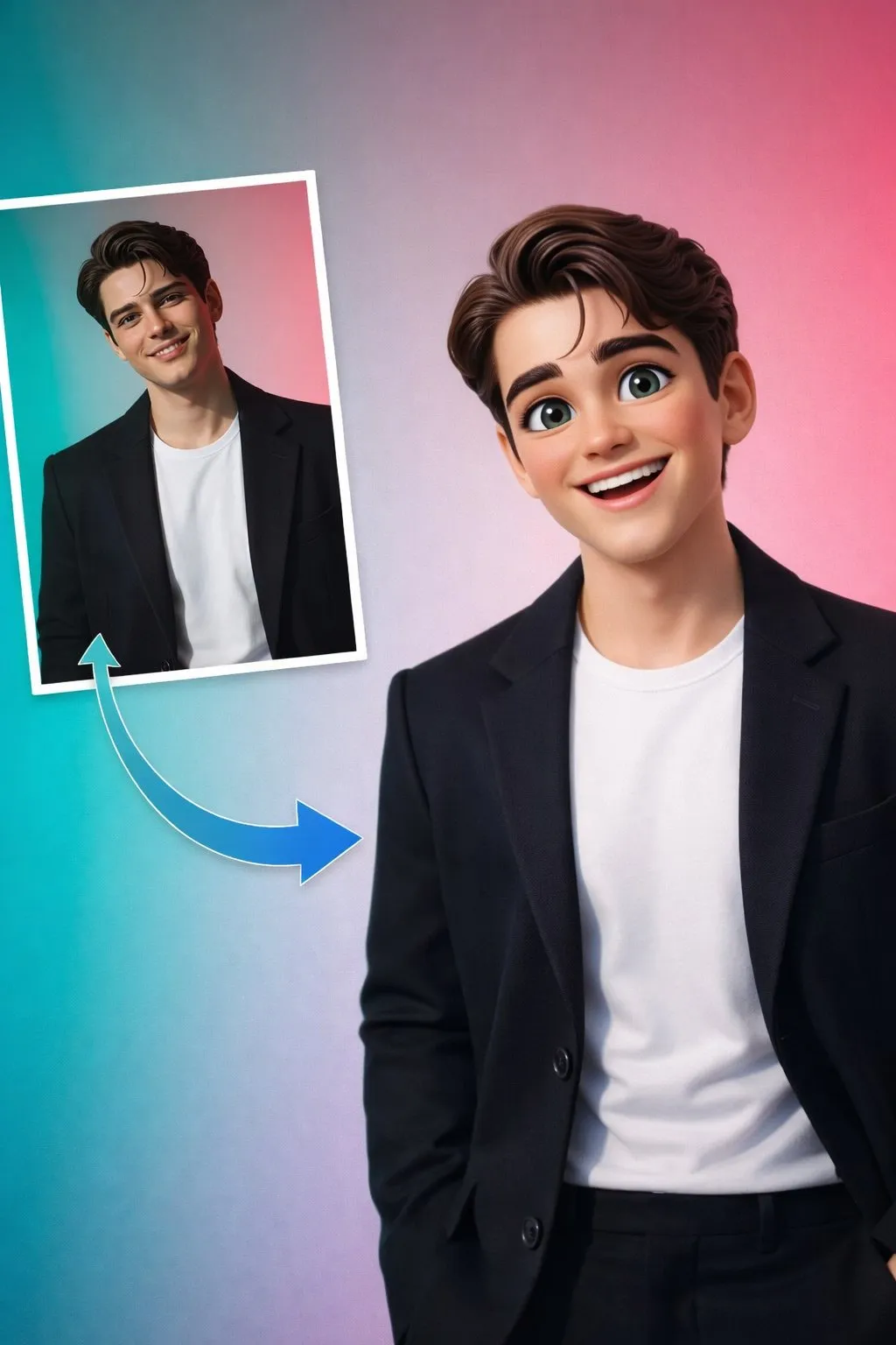 Charming Pixar-Style 3D Cartoon Male Portrait - Anime, Portrait, Abstract - AI Generated Image