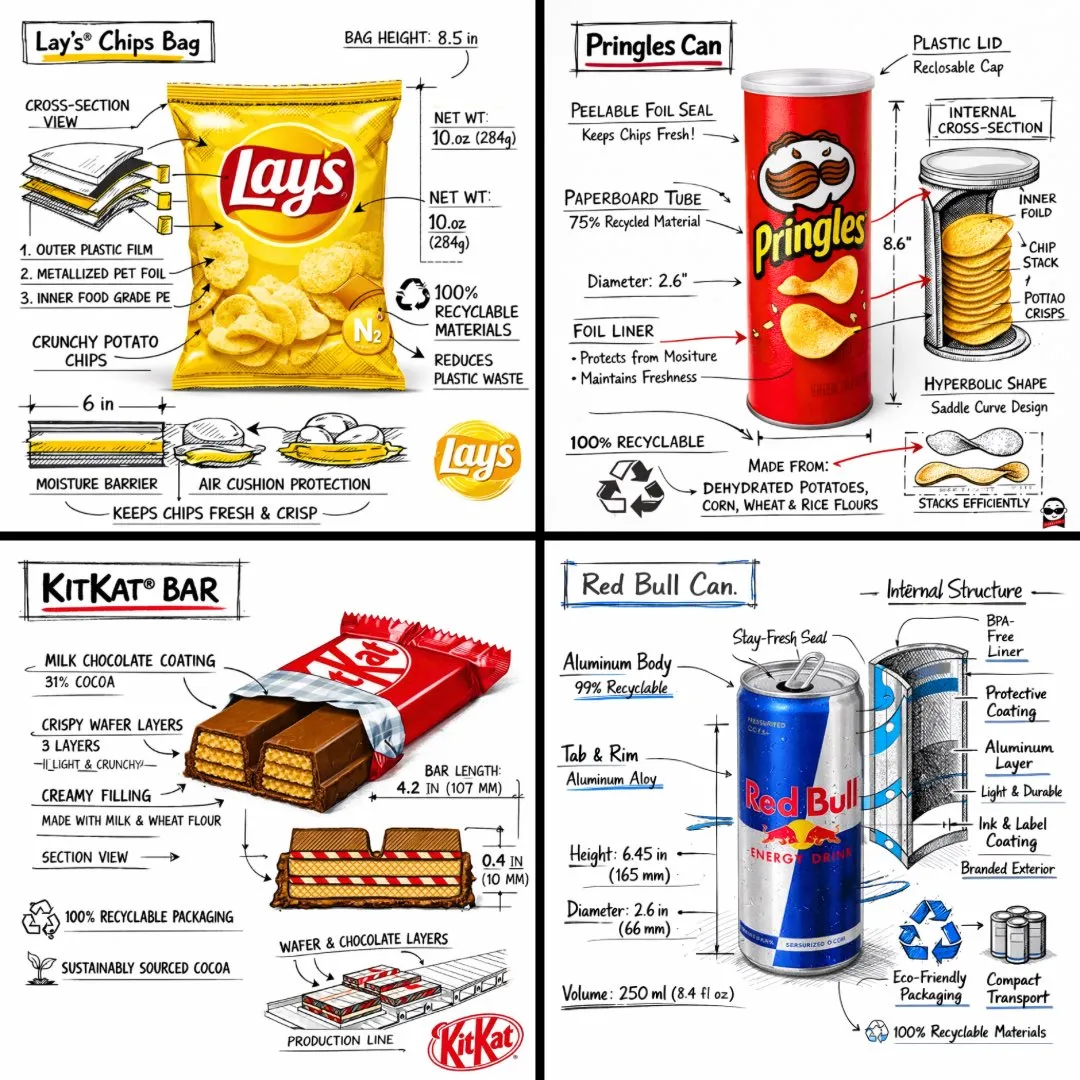 Technical Snack Brand Infographic Blueprint - Product, Design, Tech - AI Generated Image
