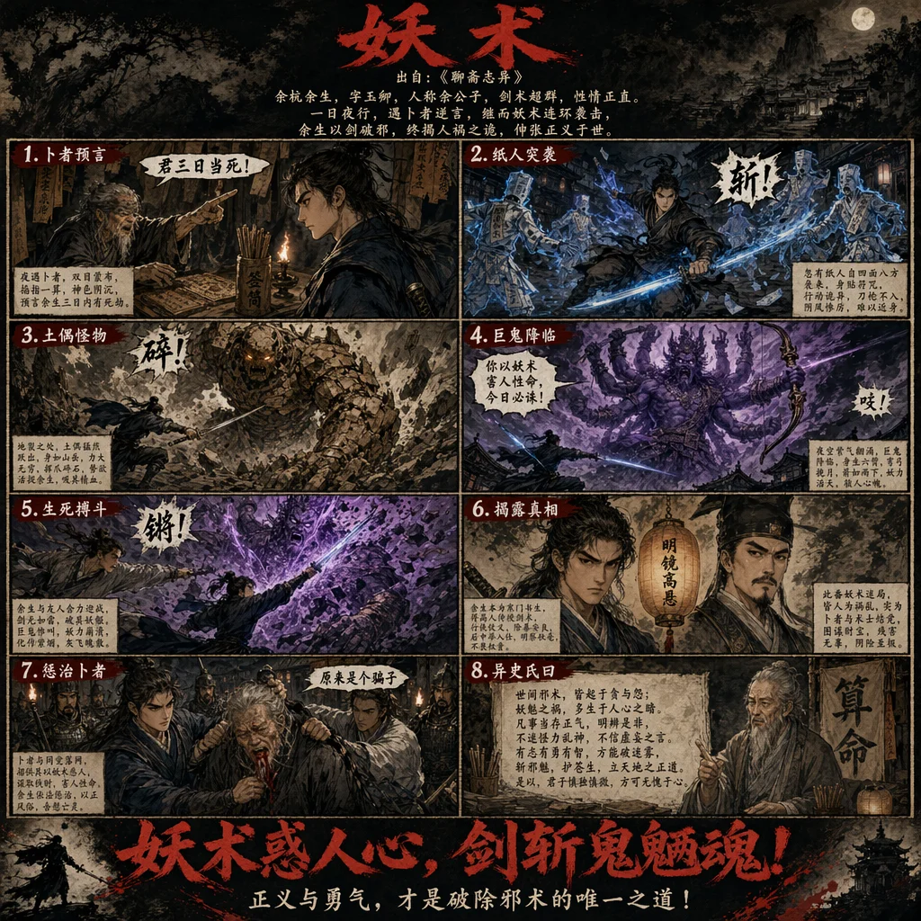 Classic Chinese Ghost Story Comic Art - illustration, comic - AI Generated Image